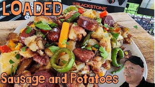 Loaded Sausage and Potatoes on the Blackstone Griddle