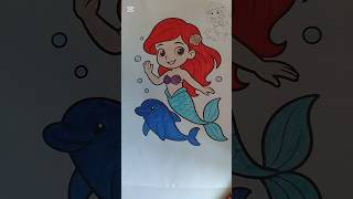🧜‍♀️ Coloring Ariel the Little Mermaid! ✨❤️ #Shorts #art #drawing