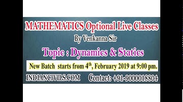 New Batch for Mathematics - Optional  starts from Monday at 9:00 PM
