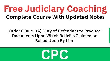 CPC Order 8 Rule 1(A) | Duty of Defendant | Free Judiciary Coaching #civilprocedurecode #lawclasses
