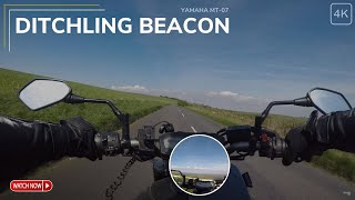 Ditchling Beacon on a motorcycle - Yamaha MT-07 [4K]
