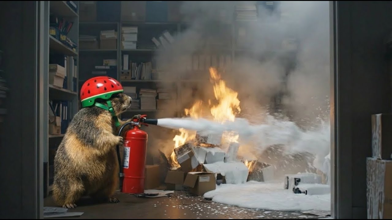 Marmot Hero Fights Office Fire – Funny Marmot Rescue in the City