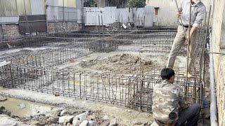 Foundation Construction Techniques on Weak Geological Foundations // Install Iron For Beam Columns