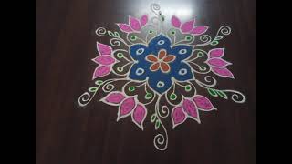 Two daily simple and easy design rangoli muggu Kolam with dots 5×3.5×5.friday muggu Kolam.