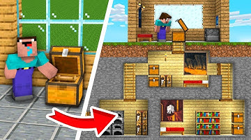 NOOB FOUND Invisible DOOR INSIDE CHEST To SECRET Minecraft BASE  100%
