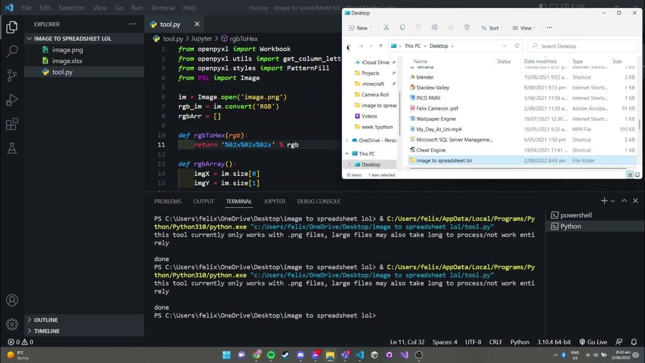 Image to excel spreadsheet in python youtube