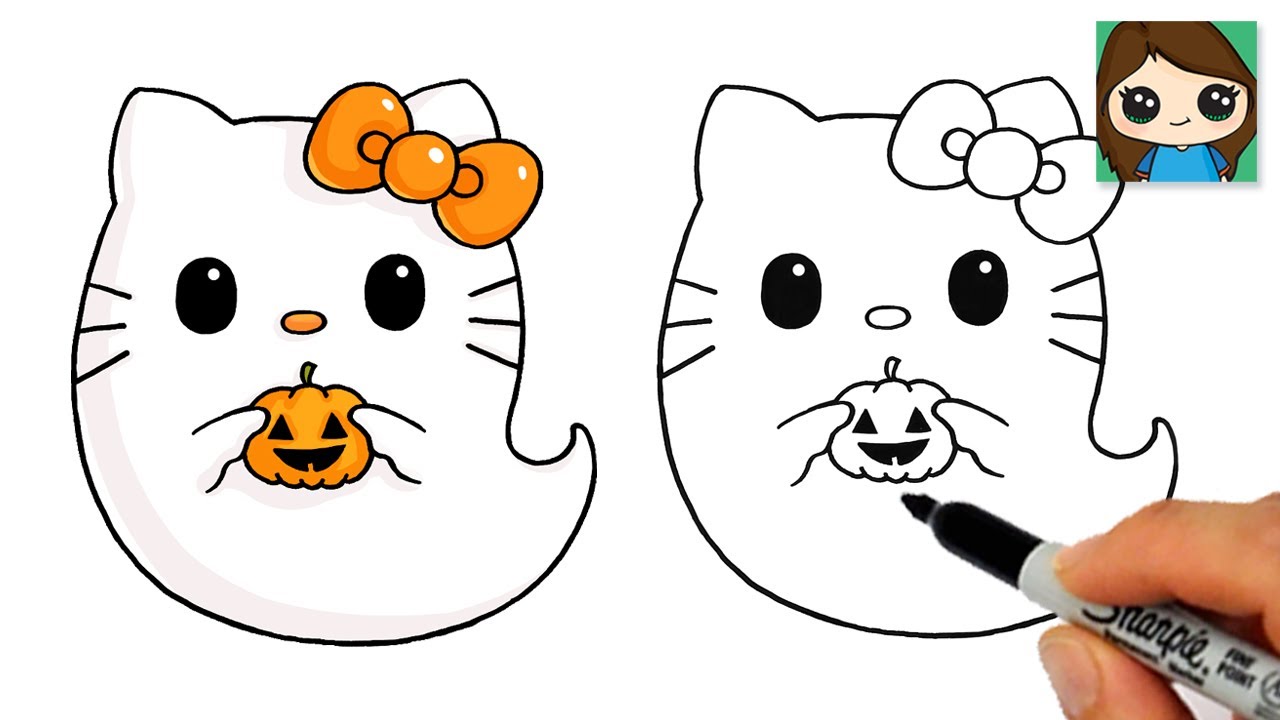 How to Draw a Ghost Easy Cute | Hello Kitty - YouTube