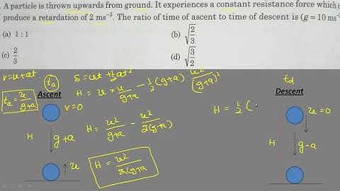 Ratio Of Time of Ascent and Time of descent question