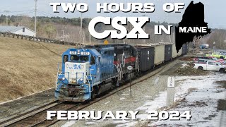 Nearly TWO HOURS of CSX trains in Maine | February 2024 | Mattawamkeag - Old Orchard Beach
