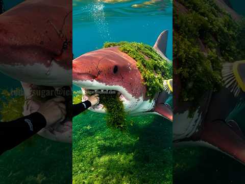 Rescuing a rare red shark covered in moss and algae — time for a deep-sea clean-up