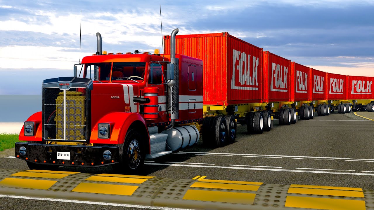 Trucks vs Speed Bumps #62 | BeamNG Drive | TruckBumps