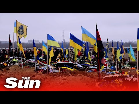 Funeral held for killed Ukrainian soldier in Kharkiv.