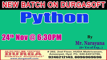 New Batch On PYTHON by Mr. Narayana On 24th Nov @6:30PM At Maitrivanam(HYD) - Offline Batch