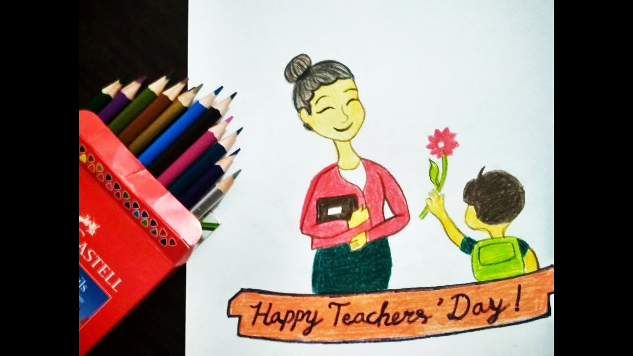 Teacher's Day Special Drawing for Kids Step by steps - YouTube