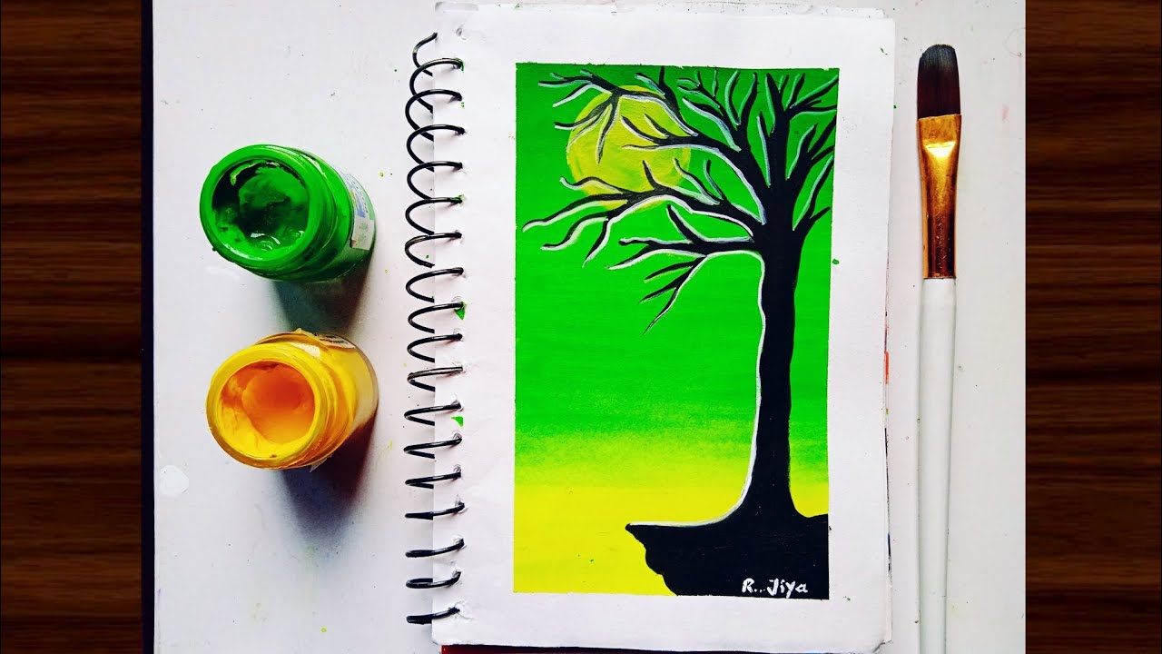 Easy Poster Colour Painting Tutorial for Beginners / Easy Green