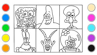 Comment dessiner la famille SpongeBob SquarePants - Tutoriel vidéo éducative & Planète coloriage