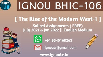 IGNOU BHIC-106 Solved Assignment July 2021 & Jan 2022 [FREE] || IGNOU BAHIH || IGNOU TV || IGNOU ||