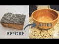 Red Oak Stump Transformed Into A Beautiful Bowl - Woodturning Project