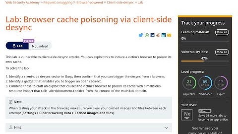 Web Security Academy | Request Smuggling | 21 - Browser Cache Poisoning via Client-Side Desync