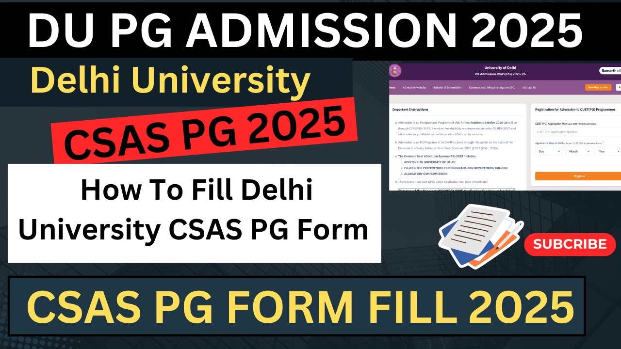 How To Fill Delhi University CSAS PG Form 2025 Step By Step Process ...
