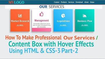 How To Make  Professional Content / Our Services Box With Hover Effects Using HTML and Css3