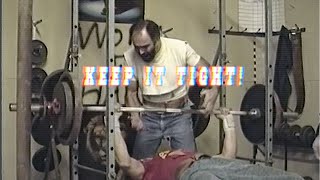 Keep It Tight! Found Footage of Dads Pumping Iron, Lifting Weights, on Benchpress