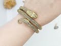Gold bangle snake wrap bracelet/Золотий бісерний браслет у вигляді змії