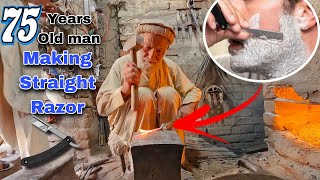 STRAIGHT RAZOR  Turning Rusted BEARING| Blacksmith forging a shaving razor | Handmade |old man