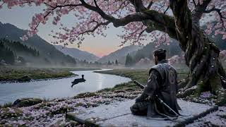 Samurai Meditation Loop | Seasons Time \u0026 Silence 🌸⚔️  #Samurai #Meditation  #nature #rain #mountains