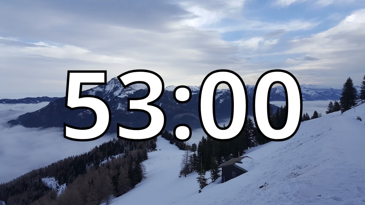 53 Minutes Winter Timer Countdown With Music and Alarm (Simple Beep)