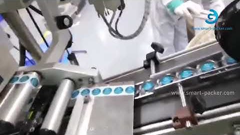 Automatic real time print adhensive label bottle top labeling machine testing video