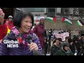 “Ceasefire now!”: Toronto mayor interrupted by pro-Palestinian protesters at annual skating event