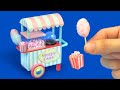 miniature cotton candy machine and popcorn cart for dolls (with measurements)