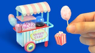 miniature cotton candy machine and popcorn cart for dolls (with measurements)
