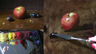 A Simple Apple and Grapes Oil Painting Timelapse Tutorial
