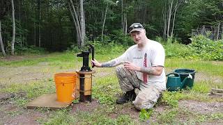 Fixing my hand well pump at the cabin - Ice cold awesome water!