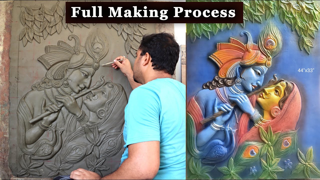 Radha Krishna Painting | Radha Krishna Clay Mural |Step by Step ...