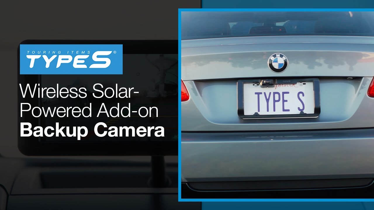 TYPE S Solar Powered Portable License Plate Frame Backup Camera with H