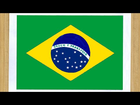 Brazil Flag Drawing Easy - How to Draw Brazil Flag/National Flag of Brazil - Brazilian flag drawing