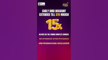 Early Bird Discount Extended ! 15% Discount on GATE CS, DA & combo courses till 5th March ! #gate