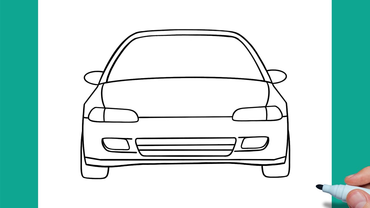 How to draw a HONDA CIVIC 1992 easy / drawing honda civic front view ...