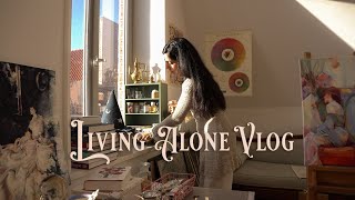 Oil Painting and Living Alone for a Week in the Art Studio ⭐ Living Alone Vlog