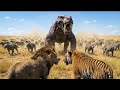 Unlikely Allies: Simba & Shere Khan vs. The Inostrancevia Horde | AI Short Film