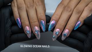 Glowing Ocean Nail Art 🌊 | Watch Me Create This Set Step by Step screenshot 3