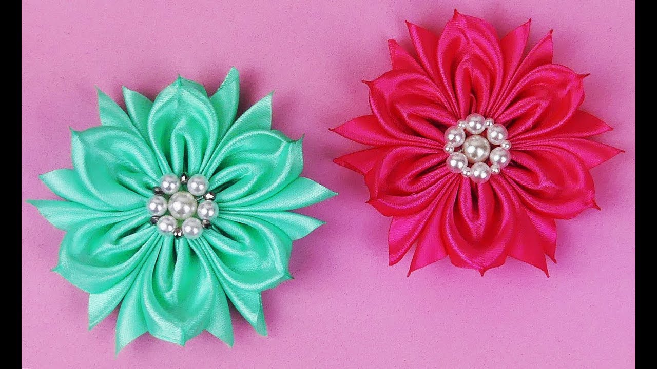 DIY Ribbon Rose I How To Make Easy ribbon flower I Kanzashi Rose