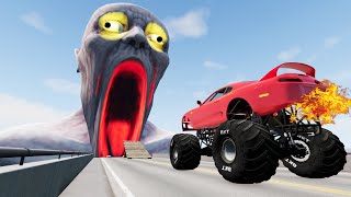 Monster Truck VS Danger Cliff | Escape From The Shy Guy (SCP-096) | Car Ride Beamng Drive #22