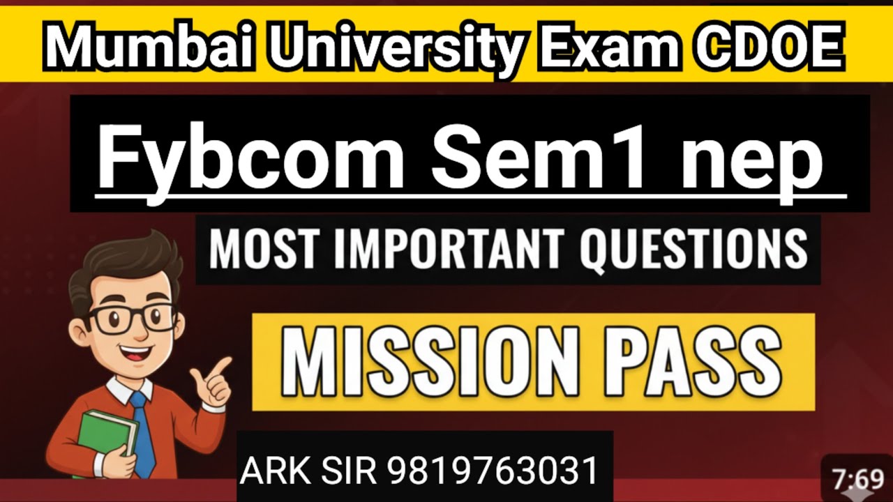 Fybcom sem1 Nep Exam 2026|Fybcom sem1|| Imp Question | Paper Pattern|Mumbai University exam|ARk sir