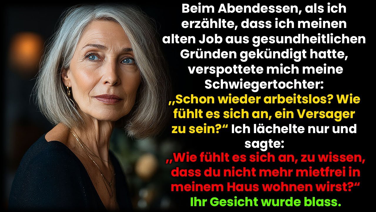 Beim Abendessen verspottete mich meine Schwiegertochter; „Schon wieder arbeitslos, du Versager?“