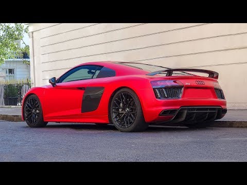 LOUD Matte Red Audi R8 V10 Plus Driving Around London! REVS, Accelerations & More SOUNDS!