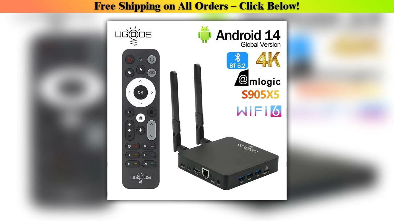 NEW Ugoos AM9 64Bit Smart TV Box Amlogic S905X5 Android 14 4K HD AISR Set Top Box BT5.2 Wifi6 LAN